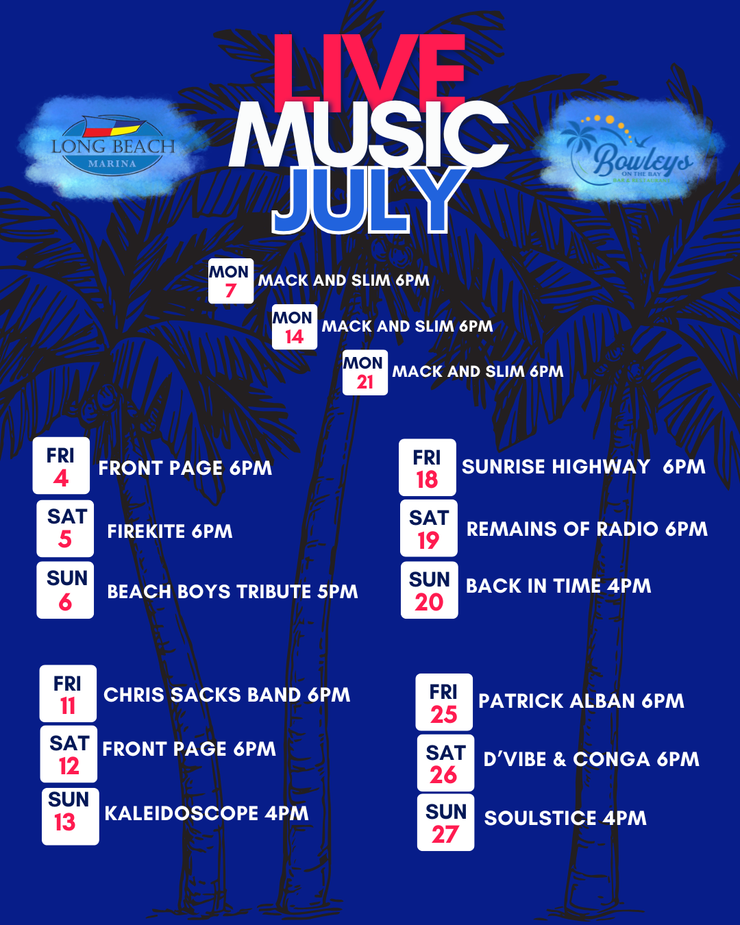 Band Calendar July 2025